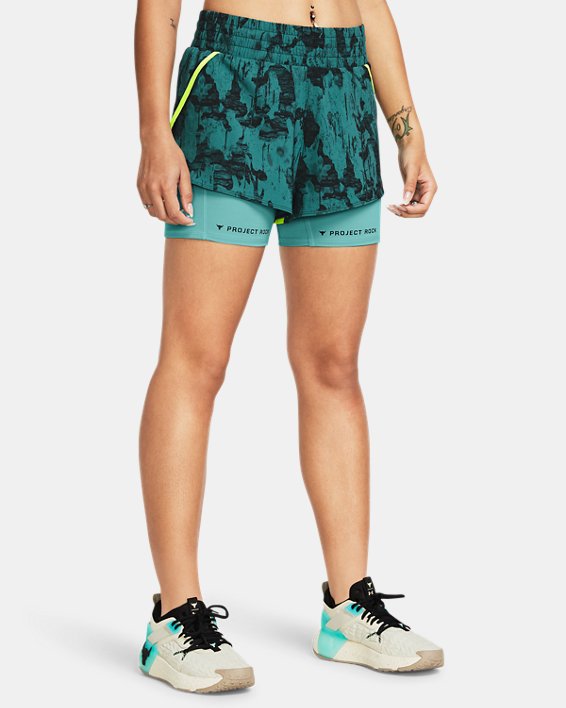 Women's Project Rock Leg Day Flex Printed Shorts in Green image number 0